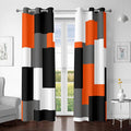 Orange 100% Blackout Curtains for Bedroom 63 inch Length 2 Panels Set White Grey Modern Abstract Geometric Black Out Curtains Insulated Room Darkening Window Drapes for Living Room, 42Wx63L