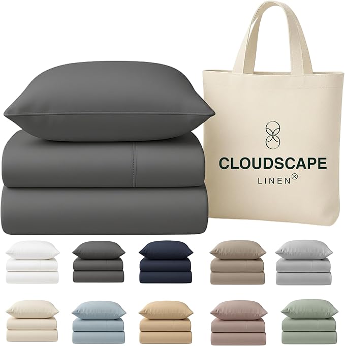 Egyptian Cotton Twin XL Size Sheets Set, 4 Charcoal