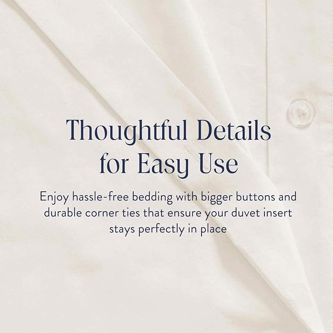 Brooklinen Luxury Sateen Duvet Cover - 100% Cotton, Twin/Twin XL Size in Cream with Extra-Long Corner Ties and Button Closure - Best Twin/Twin XL Duvet Covers