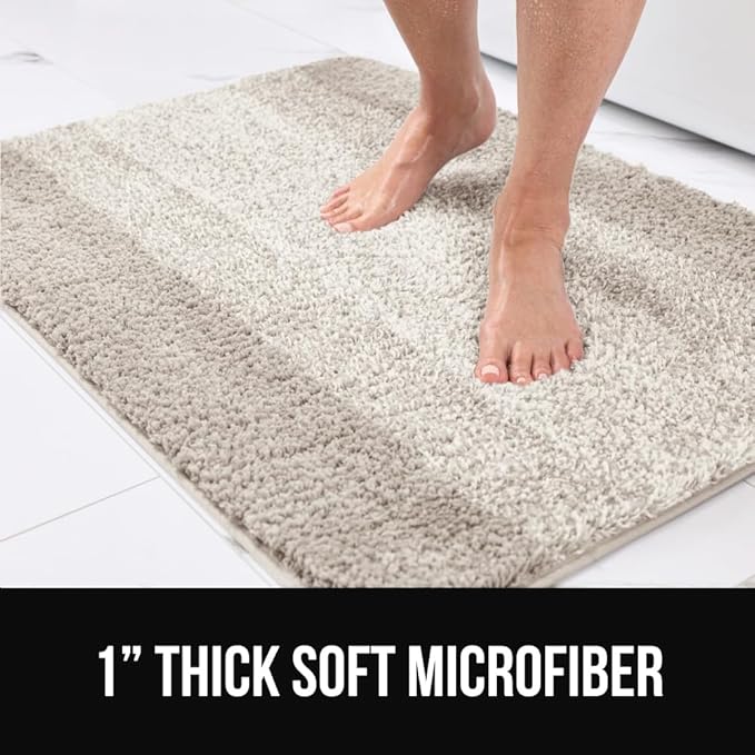 GORILLA GRIP Ultra Soft Plush Bathroom Rugs with Rubber Backing Set of 2, Absorbent Quick Dry Bath Mat, Machine Washable Shower Mats, Home Décor Accessories Bathmat Rug, 24x16 and 30x18 Beige