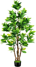 7.2ft Artificial Rubber Tree (85in) with Plastic Nursery Pot Fake Tree, Faux Ficus Plant for Office House Farmhouse Living Room Home Decor (Indoor/Outdoor)