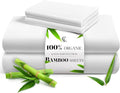 LuxClub Full Size Bed Sheets, 100% Rayon Derived from Bamboo Cooling Sheets, Breathable & Soft Deep Pocket Up to 16", Hotel Luxury Silky Sheets Full Size Set, White