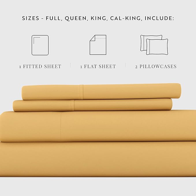 Linen Market Bed Sheets for California King Size Bed (Gold) - Sleep Better Than Ever with These Soft and Cooling California King Sheets - Deep Pocket Fits 16" Thick Beds - 4 Piece Cal King Sheet Set