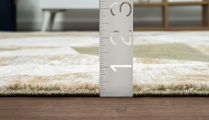 Abani Savoy Collection Area Rug - Green and Cream Geometric Design - 9'x12' -Easy to Clean - Durable for Kids and Pets - Non-Shedding - Medium Pile - Soft Feel -for Living Room, Bedroom & Office