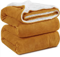 KAWAHOME Sherpa Fleece Twin Size Blanket for Bed - Extra Warm and Heavy Thick Blankets for Winter, Super Soft 500GSM Plush Blanket, 66"X 90" Ginger Yellow