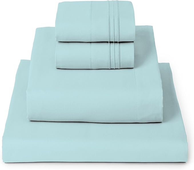 Mellanni Twin XL Sheet Set - 4-Piece Iconic Collection Bedding, (Including 2 Pillowcases), 16-Inch Deep Pocket, Easy Care, Extra Soft, Cooling Sheets, Brushed Microfiber - Aqua
