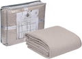 HILLFAIR 100% Combed Cotton Blanket– Queen Size Bed Blanket– Warm Soft All Season Breathable Lightweight Summer Blankets– Waffle Weave Home Decor Bed Blanket- Khaki Queen Bed Cotton Blankets/Bedcover