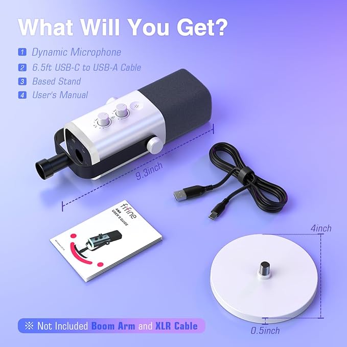 FIFINE XLR/USB Gaming Microphone for Streaming Podcasting, PC Computer RGB Mic, with Gain Knob, Mute Button, Monitoring Jack, Gamer Mic for Recording Video Creation-AmpliGame AM8 White