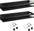 Lallisa 2 Pieces Stainless Steel Shelf Bathroom Shower Floating Shelves Wall Mounted Shower Caddy Basket Shelf Storage Organizer Shelves for Bathroom, Kitchen, Living Room (Black,15.75 Inch/ 40 cm)