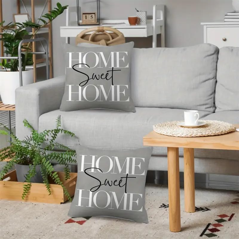 2pcs Modern Home Sweet Home Throw Pillow Cover, Decorative Gray Cushion Case - Image 6