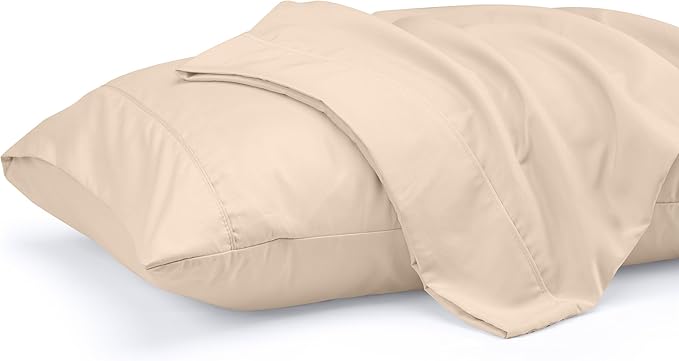 Pillow Covers by Utopia Bedding - Standard Size 2-Pack – Soft Brushed Microfiber – Perfect for Hospitals, Hotels, Guest Rooms – Oeko-TEX Certified, 20x26 Inches (Beige)