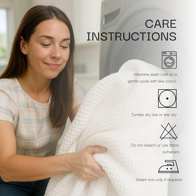 Salt Earth GOTS Certified 100% Organic Cotton Throw Blanket, 90" X 90" Waffle Blankets & Throws for Bed, Throw Blanket for Couch, Modern and Cozy Blanket, All Season, Comfy Soft Blanket(Powder Blue)