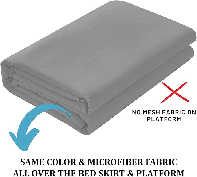 SKY BEDDINGS - Queen Size Ruffled Bed Skirt with Split Corners - 21 Inch Drop Dust Ruffle Bed Skirt with Platform Three Sided Coverage - 100% Microfiber, Light Grey