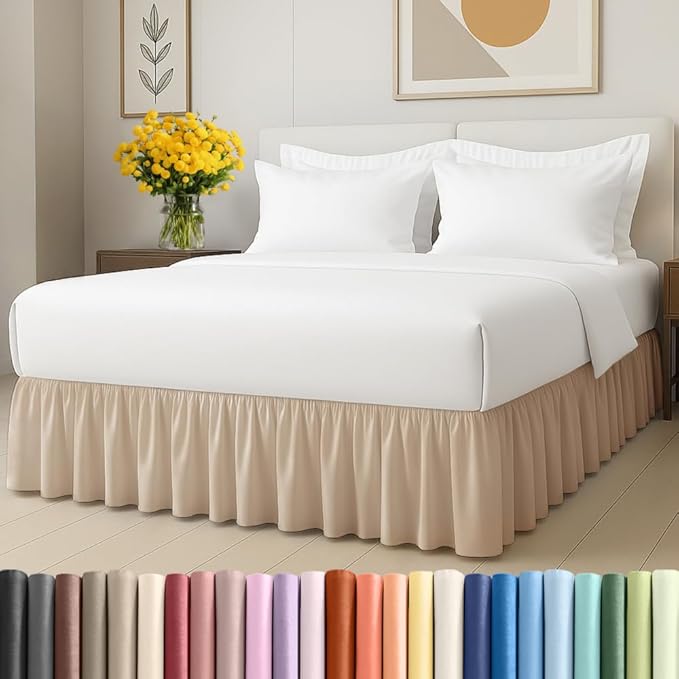 Bedskirt Full Size Ruffle - 15 inch Drop Dust Ruffle Bed Skirt with Platform - Ultra-Soft, Easy Fit, Premium Hotel Quality - Wrinkle, Fade & Shrink Resistant - for Women, Men, Kids and Teens - Cream