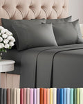 Full 6 Piece Sheet Set - Cooling, Comfy & Breathable - Hotel Luxury Bedding, Includes Fitted Sheet for Women, Men, Kids and Teens - 1 Flat, 1 Fitted Sheet, 4 Pillowcases with Deep Pockets - Charcoal