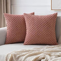 MIULEE Decorative Throw Pillow Covers 18x18 Blush Pink Textured Corduroy by MIULEE