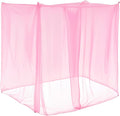 4 Corners Mosquito Net for Mosquiteros para Camas Bed Canopies Netting Bed Drapes Rectangular Mosquito Mesh for Camping Home Outdoor Travel(Pink,L75 X W59 X H67 Inch,1 Opening)