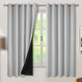 BGment Thermal Insulated 100% Blackout Curtains for Bedroom with Black Liner, Double Layer Full Room Darkening Noise Reducing Grommet Curtain (60 x 63 Inch, Light Grey, 2 Panels)