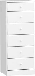 Prepac Astrid Tall White Dresser: 16.5"D x 19.75"W x 50"H, 6-Drawer Chest for Bedroom by Prepac - Perfect Chest of Drawers for Ample Storage