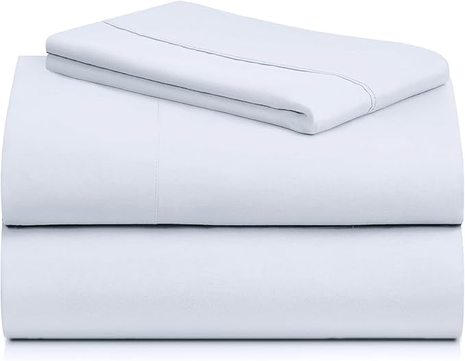 LuxClub 3 PC Twin Sheet Set, Deep Pockets Wrinkle Free Cooling Bed Sheets Hotel Bedding for Women, Men, Kids & Teens, Includes 1 Fitted Sheet, 1 Flat Sheet and 1 Pillowcase-Silky Soft Baby Blue