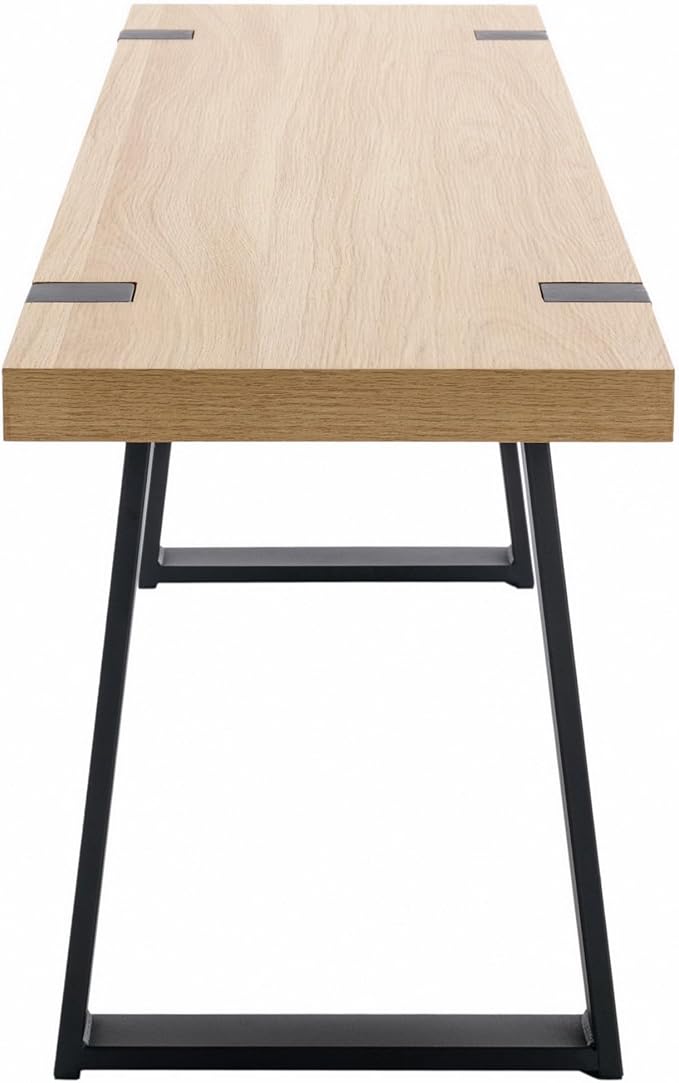 Wahson 60" Dining Bench, Natural Wooden Table Bench with Metal Legs, Modern Kitchen Bench for Enrtyway/Indoor/Dining Room