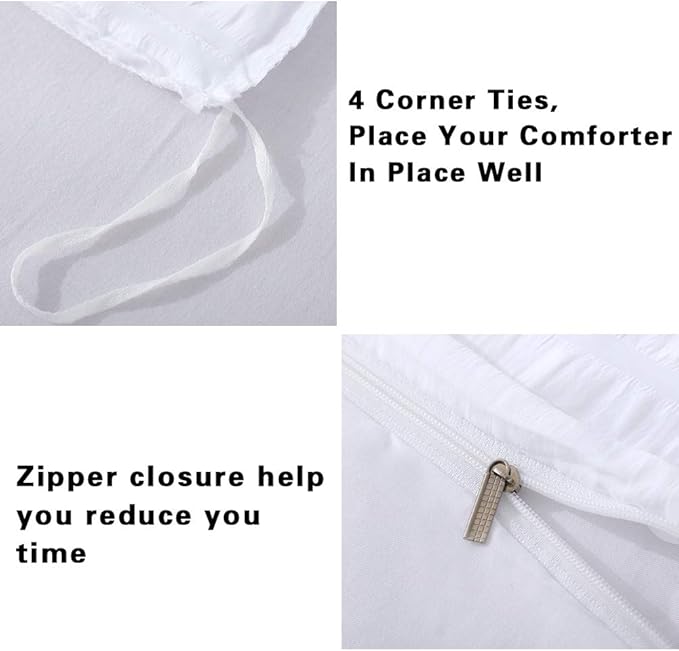 AveLom White Duvet Cover King (104 x 90 inches), 3 Pieces (1 Duvet Cover + 2 Pillow Cases), Seersucker Textured Ultra Soft Washed Microfiber, Textured Duvet Cover with Zipper Closure, Corner Ties