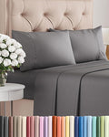 Twin XL 4 Piece Sheet Set - Cooling, Comfy & Breathable - Hotel Luxury Bedding, Includes Fitted Sheet for Women, Men, Kids & Teens - 1 Flat, 1 Fitted Sheet, 2 Pillowcases w/Deep Pockets - Dark Grey