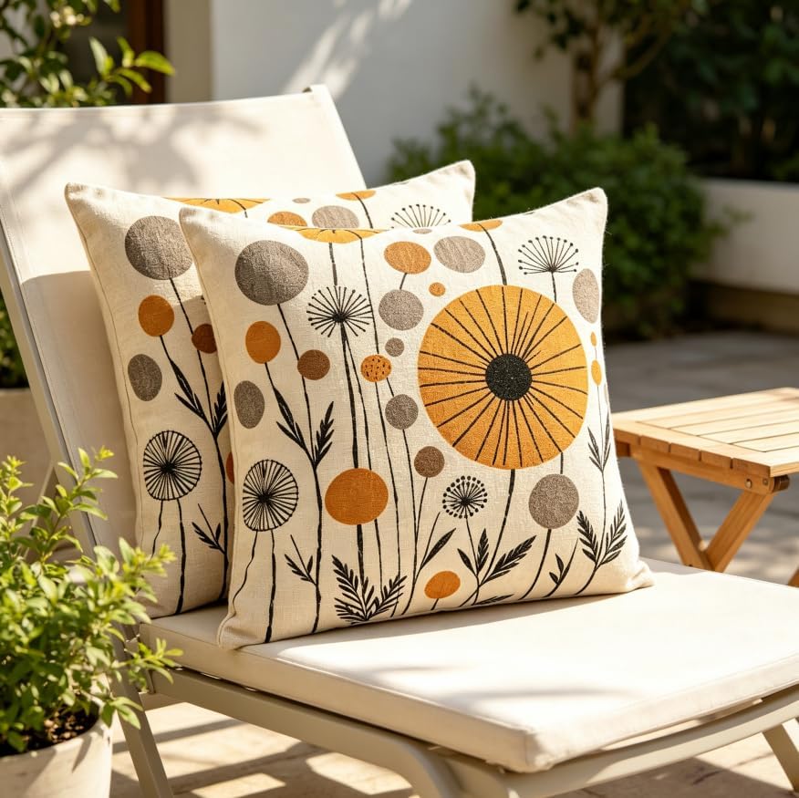 18x18 Inch Mid Century Neutral Throw Pillow Covers Set of 2 - Image 5