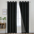 Joydeco Blackout Curtains 120 Inches Long 2 Panels Burg, Room Darkening Curtains for Bedroom, 100% Black Out Textured Thermal Drapes Privacy Protection 2 Panels Set(W52 x L120 Inch, Black)