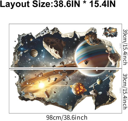 Quanhaigou 3D Galaxy Outer Space Wall Decals Stickers Wall Murals Wallpaper Decor for Home Floor Living Room (Universe Planet)