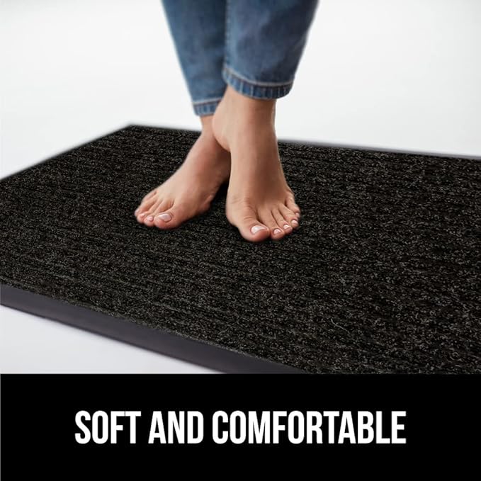 GORILLA GRIP Waterproof Traffic Guard Door Mat, 70x24, Heavy Duty Entryway Mats, Strong Rubber Back Commercial Utility Rugs for Office Hallway, Garage Floor and Home, Low Profile Carpet Runner, Black