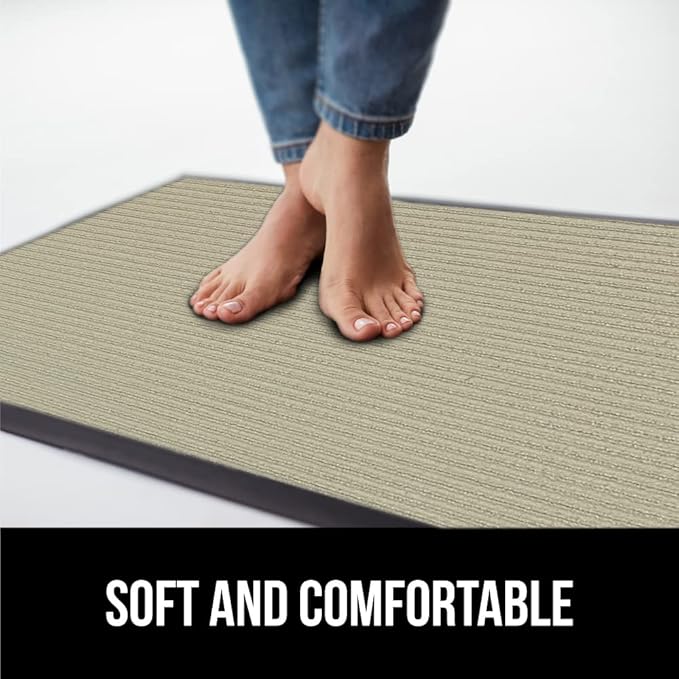 GORILLA GRIP Waterproof Traffic Guard Door Mat, 60x36, Heavy Duty Entryway Mats, Strong Rubber Back Commercial Utility Rugs for Office Hallway, Garage Floor and Home, Low Profile Carpet Runner, Beige