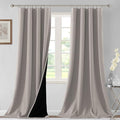 H.VERSAILTEX 100% Blackout Curtains for Bedroom Thermal Insulated Curtains Blackout Curtains for Living Room 96 Inches Long Rod Pocket Window Drapes with Black Liner 2 Panels Set, Warm Taupe
