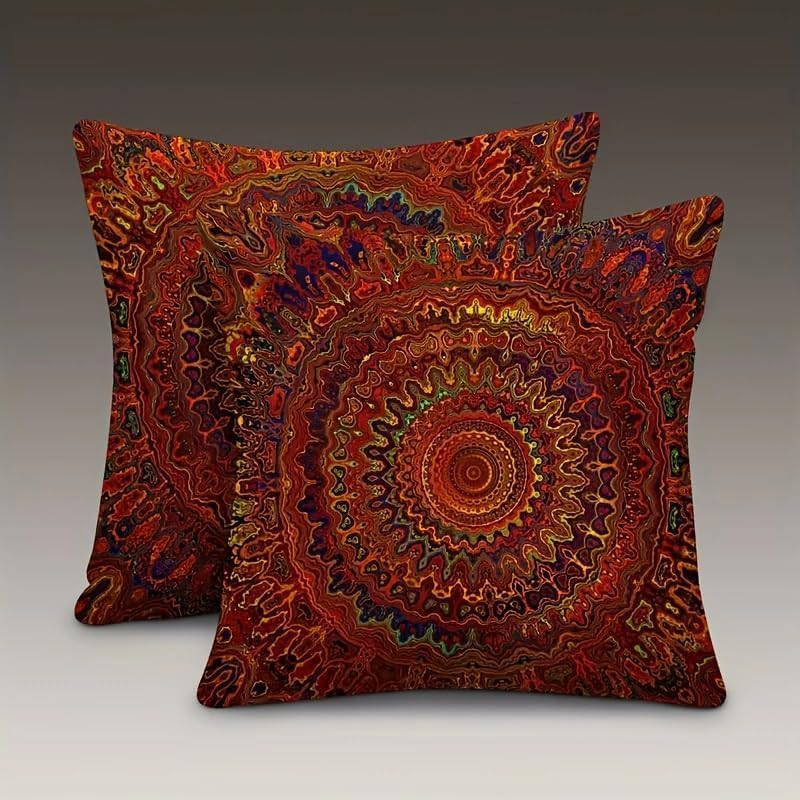 Decorative Linen Throw Pillow Covers, Mandala Pattern by Unknown