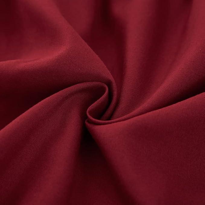 MEILA Wrap Around Bed Skirt Three Fabric Sides Elastic Dust Ruffled 16 Inch Tailored Drop,Easy to Install Fade Resistant-Burgundy, Twin/Full