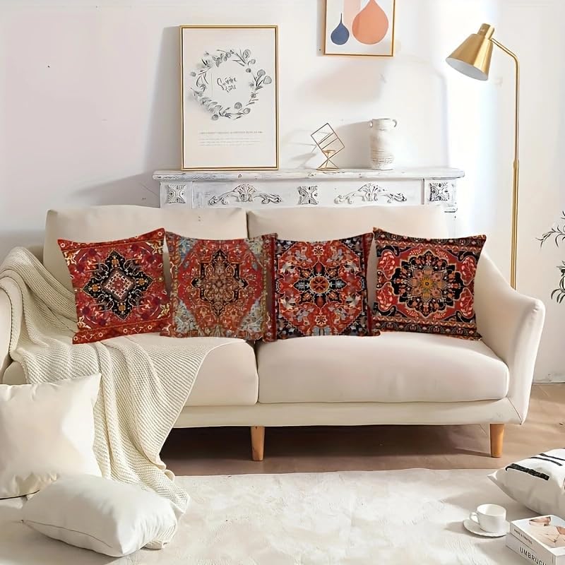 4pcs, Bohemian Ethnic Style Carpet Pattern Throw Pillow Covers, Printed Throw - Image 6