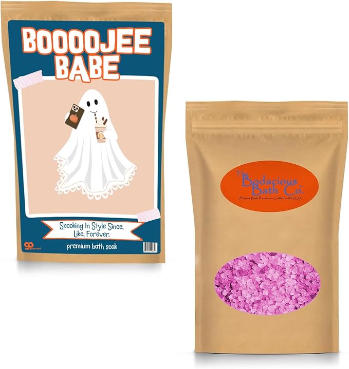 Boojee Babe Bath Soak - Pink Rose Sea Salt Luxury Bath Gift Funny Halloween Gag Gift for Women Cute Ghost Spooky Self-Care Treat