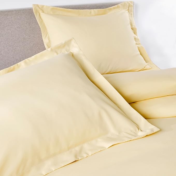 PeachSkinSheets 1500tc Level of Softness Soft Cooling Duvet Cover Set | King/Cali King Size - Buttercream Yellow