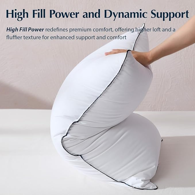 Pacific Coast Goose Down Fiber Pillows, Bed Pillows for Back, Stomach and Side Sleepers, Luxury Hotel Pillow, Downproof, Medium, Standard Size Set of 2