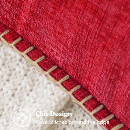 MIULEE Pack of 2 Christmas Pillow Covers 12x20 Inch Red Farmhouse Decorative Throw Pillow Covers with Stitched Edge Soft Chenille Solid Dyed Couch Pillow Covers for Sofa Bed Living Room