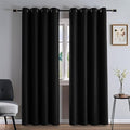 Curtains 108 Inches Long 2 Panels Set, Blackout Curtains for Bedroom Living Room, Thermal Insulated Grommet Room Darkening Drapes for Privacy Home Decor Windows(W52 x L108, Black)