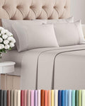Queen 6 Piece Sheet Set - Cooling, Comfy & Breathable - Hotel Luxury Bedding, Includes Fitted Sheet for Women, Men, Kids & Teens - 1 Flat, 1 Fitted Sheet, 4 Pillowcases with Deep Pockets - Light Grey