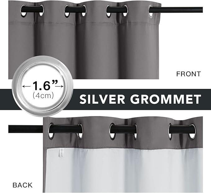 RYB HOME Soundproof & Dust Particle Filtering Curtains Total Blackout Thermal Insulated Window Treatment Air Filter Drapes for Studio Laundry Room Furance, Grey, W52 x L63 inch, 2 Panel