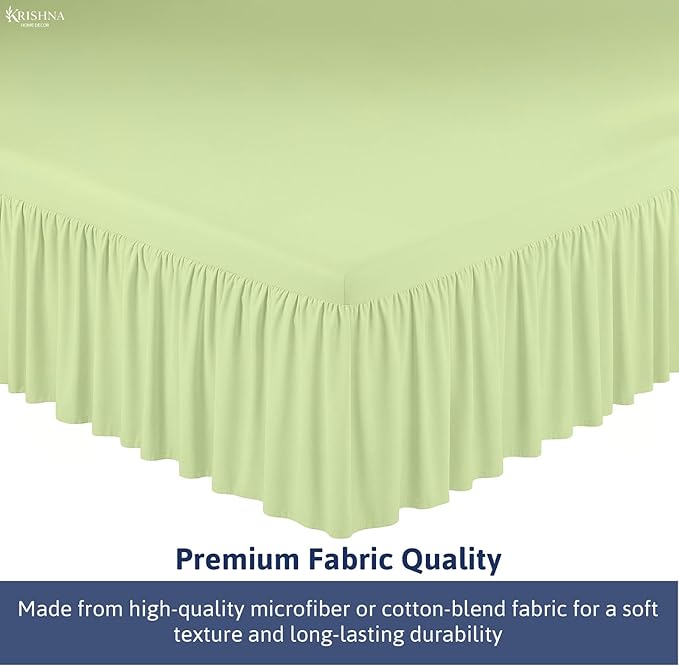 KRISHNA Ruffled Bed Skirt with Split Corners Full, 100% Microfiber Hotel Quality, 12 Inch Drop Dust Ruffle Gathered Bedskirt with Platform, 54" x 75", Sage