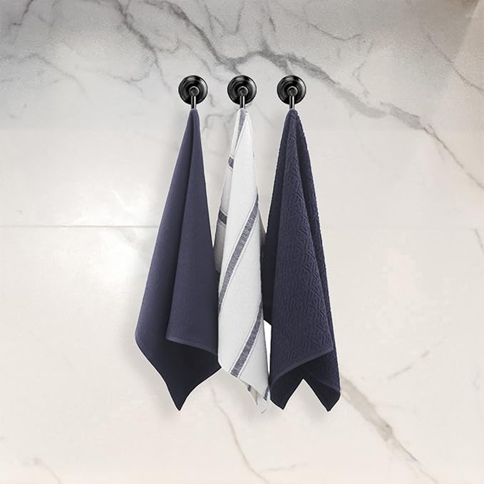 Nautica 100% Cotton Kitchen Towels Set of 3 | 18" X 28" Super Absorbent Reusable Cleaning Cloths, Tea Towels, Hand Towels for Drying Dishes | Navy/White Stripe Dish Towels for Kitchen