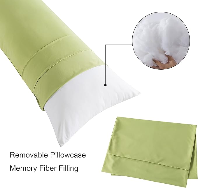 ELNIDO QUEEN Body Pillow with Pillowcase - Soft Long Bed Pillow for Adults - Breathable Full Body Pillow Insert for Sleeping, 20x54inches - Sage Green