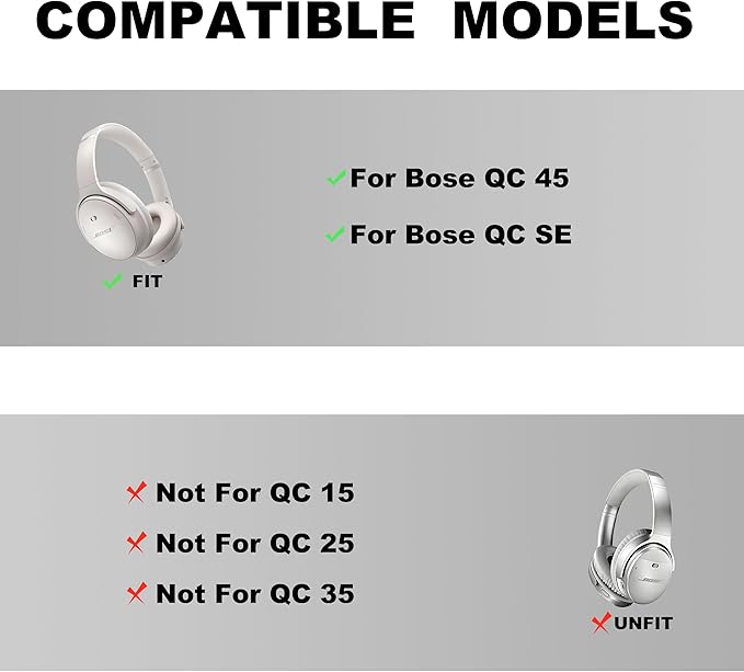 Replacement Ear Pads - Compatible with Bose QuietComfort 45 / SE Headphones, Soft Protein Leather,Premium Noise Cancelling Earpads, Durable & Comfortable Ear Cushions (QC 45-White)