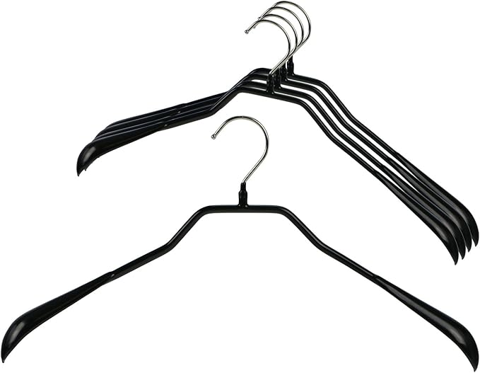 Mawa by Reston Lloyd BodyForm Series Non-Slip Space-Saving Clothes Hanger For Jackets, Suits & Coats, 16-1/2", Style 42/L, Set of 5, Black