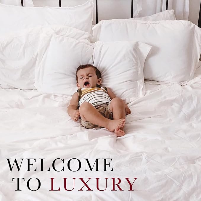 Red Land Cotton Luxury Sheet Set | 100% American Grown Cotton Basics | Premium Hotel Ultra-Soft Lightweight 4 Piece USA Made Deep Pocket Fitted, Flat Sheet & pillowcases Percale Weave (Cal King/White)