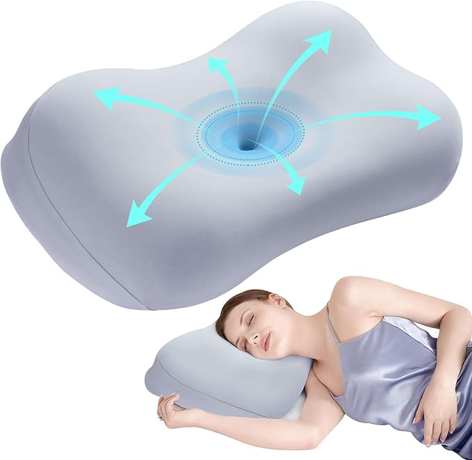 Sleep Pillow Ergonomic Contour Design Cooling Memory Foam Pillows for Neck Support, Side & Back Sleepers Gray